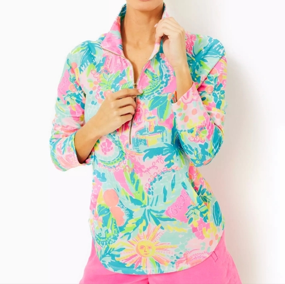 Lilly Pulitzer skipper Popover 50 USP+ Colorful Quarter-Zip Pullover - Picture 1 of 8